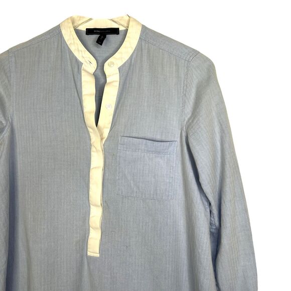 BCBGMAXAZRIA Rebekah Blocked A-Line Shirt Dress FLAW Light Blue Womens XS - Picture 5 of 8